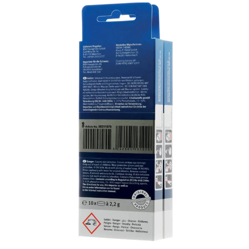 Pastillas limpieza cafetera Bosch 20 unidades 00311979