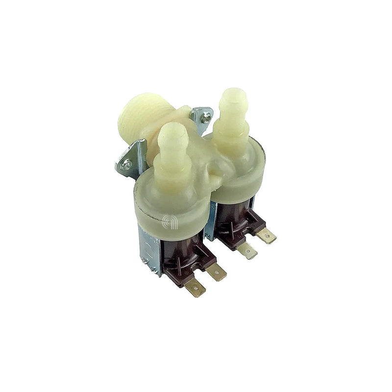 CANDY, ELECTROLUX, SMEG, WHIRLPOOL, ARISTON, BOSCH, INDESIT, SIEMENS, ZANUSSI, BRANDT, ZEROWATT, UNIVERSALE - Valvola solenoide doppia 90° 12mm per lavatrice - 4055030714