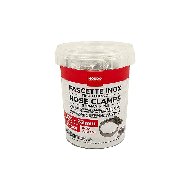 MONDO - Confezione da 25 Fascette in Acciaio Inox per Tubazioni 20-32mm - AST-55504109