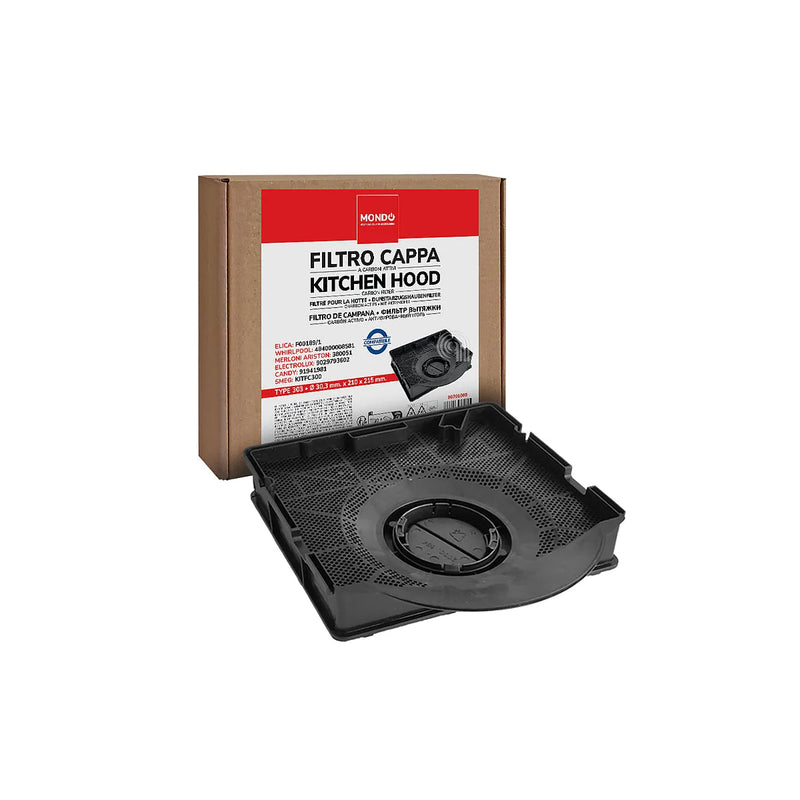 CANDY, ELECTROLUX, GORENJE, SMEG, WHIRLPOOL, AEG, ARISTON, BAUKNECHT, ELICA, IKEA, INDESIT, REX, ZANUSSI, HOTPOINT, SCHOLTES, ROSIERES, HUSQVARNA, JUNO, CORBERO, MORA, FAURE - Filtro di carbone per cappa aspirante - KITFC300
