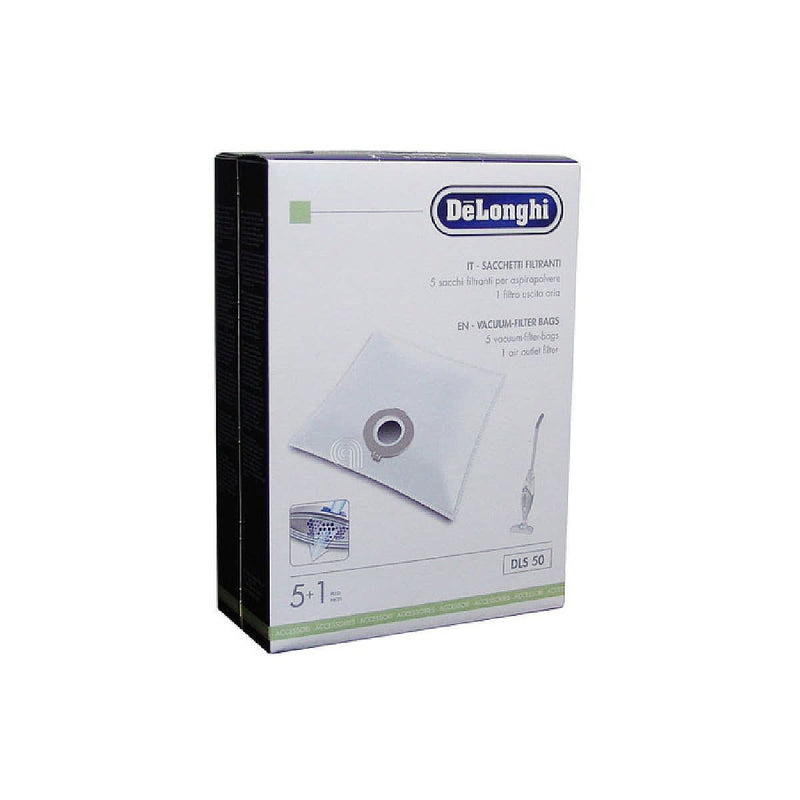 Set 5 sacchetti e 1 filtro originale per aspirapolvere De Longhi 5519210281