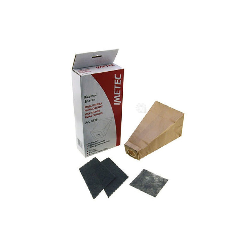 Set da 10 sacchetti con 3 filtri per aspirapolvere Imetec 8428