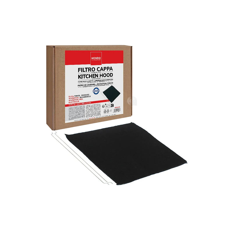 ELECTROLUX, WHIRLPOOL, AEG, ELICA, IKEA, INDESIT, ARTHUR MARTIN, JUNO - Filtro di carbone rettangolare per cappa aspirante - F00439