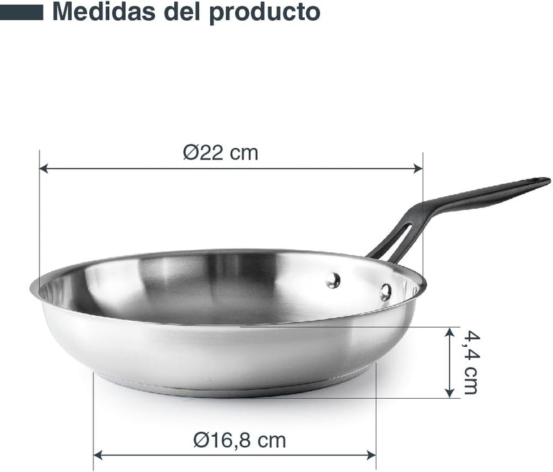 LACOR Padella Origin Acciaio Inossidabile 22cm - Modello 47322