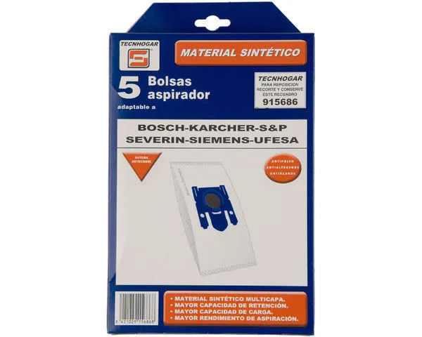 SACCO ASPIRAPOLVERE SINTETICO BOSCH 5 PEZZI