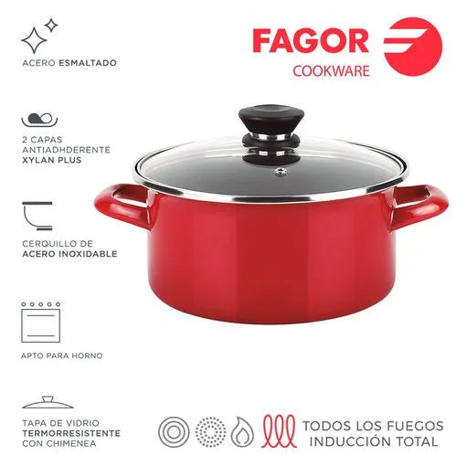 FAGOR Olla OPTIMAX + TAPA Ø20 rojo mate