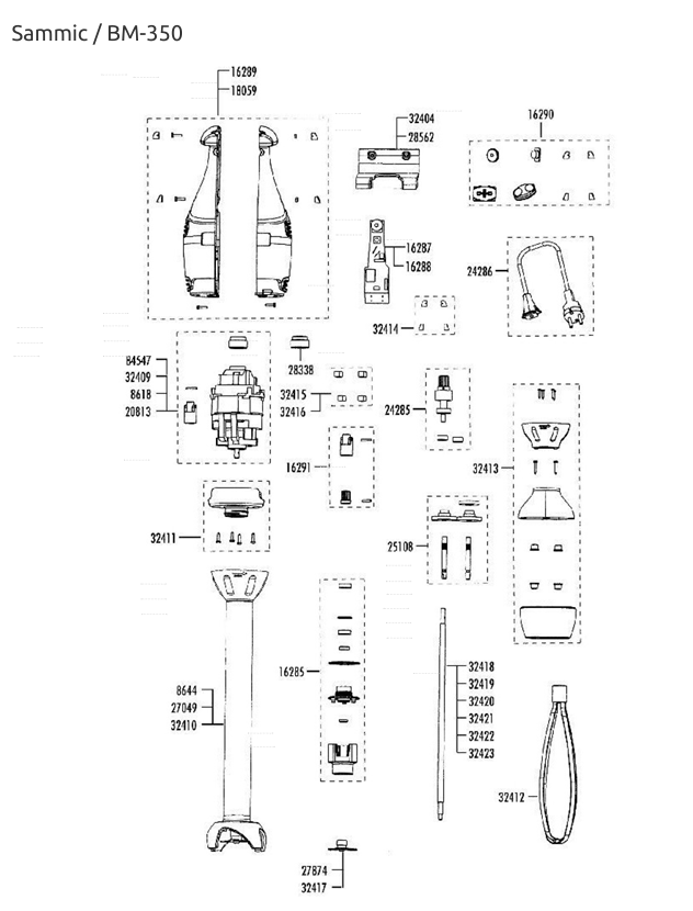 Sammic TR/BM-350 brazo batidor BB-350 batidora 3030165