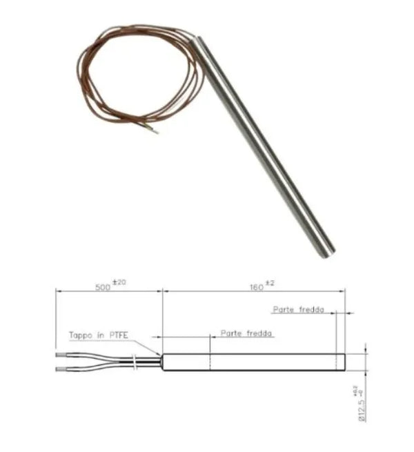 Resistenza stufa pellet 160mm x 12.5mm 350W HT62703