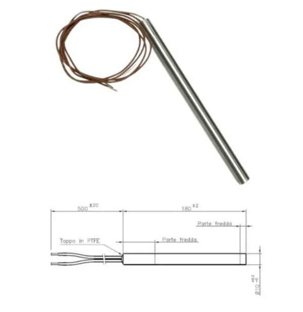 Resistenza stufa pellet 180mm x 10mm 320W HT62701