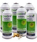 Pack 6 botellas gas refrigerante GASICA D2 - R12 R134a + llave de servicio