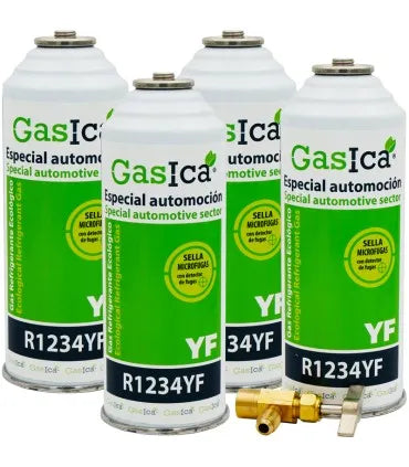 Pack 4 botellas gas refrigerante GASICA YF - R1234yf + llave de servicio