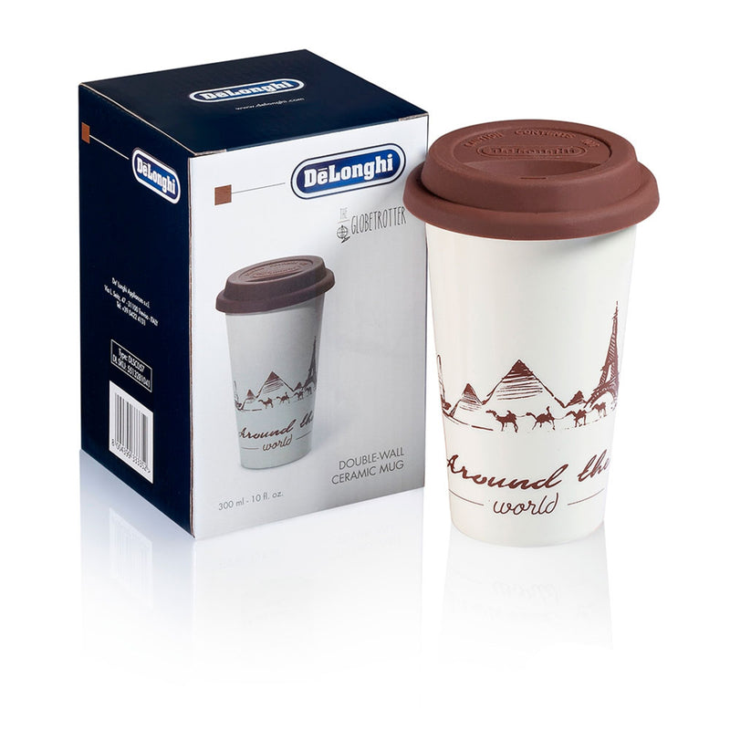 Delonghi taza térmica de cerámica y tapa de silicona The Globetrotter 300 ml  DLSC057